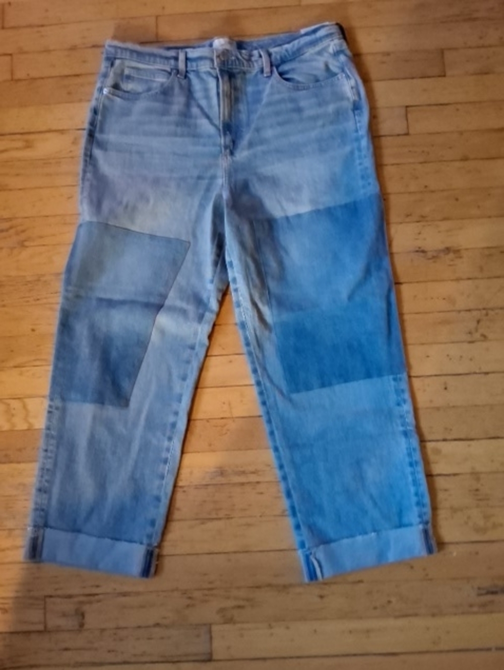 👖Universal Thread Light Blue Patchwork Boyfriend Jeans